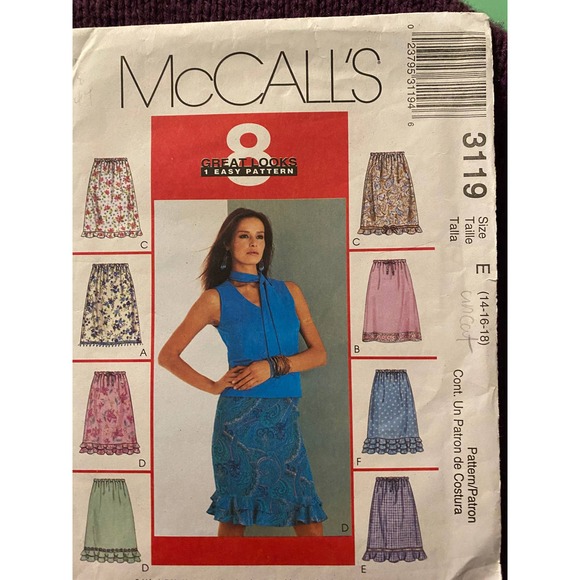 McCalls 3119 skirt sewing pattern sz 14 16 18 - Picture 1 of 6